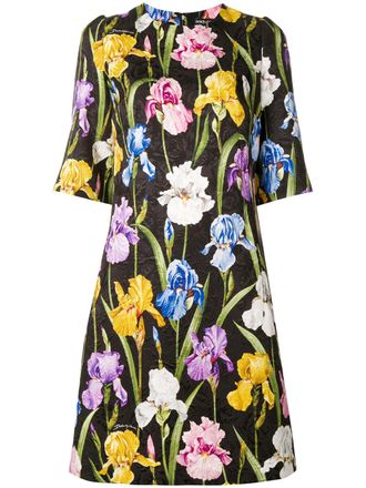 Dolce & Gabbana floral-print jacquard dress - women - Polyester/Viscose/Cotton/Silk - 36 - Black