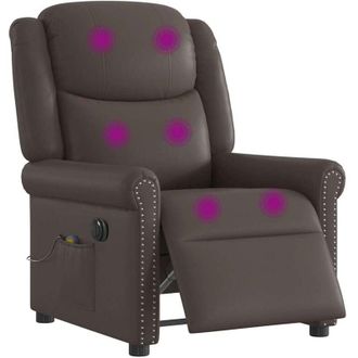 vidaXL Vidaxl - Sill&oacute;n Reclinable De Masaje El&eacute;ctrico Marr&oacute;n Brillante