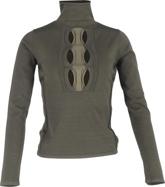 Dion Lee Cutout Turtleneck Long Sleeve Top in olive Viscose