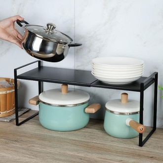 OEM Etagere Cuisine - Etagere Epices - Acier Au Carbone Reglable 36 A 60 Cm X 21 Cm X 18 Cm - Noir - 1 Piece
