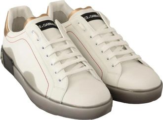Dolce & Gabbana Portofino Leren Sneakers - Heren - Sneakers - Wit - 40 EU - Leer - Schoenen