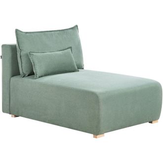 Beliani Chaise Lounge Light Green Fabric Upholstered Lounge Chair wirh Cushion Minimalistic Style NERBO