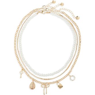 BP. Layered Charm Necklace in Gold Multi at Nordstrom