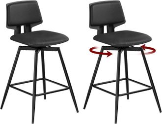 Woltu Woltu Juego De 2 Taburetes De Bar, Taburetes De Cocina, Sillas De Bar Con Respaldo Y Reposapi&eacute;s, Taburetes De Mostrador De Cocina De Piel Sint&eacute;tica Br