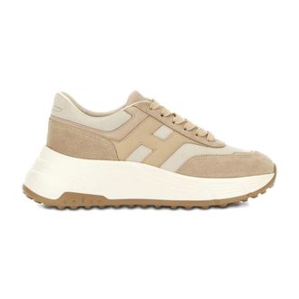 Hogan Beige Sneakers met Geribbelde Rubberen Zool - Dames - Sneakers - Beige - 40 EU - Schoenen