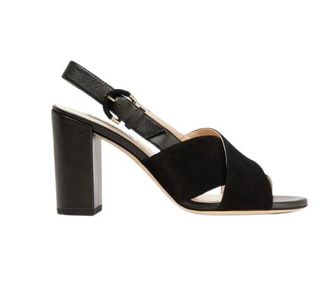 Tod's Black Suede And Leather Heeled Sandals Size 40