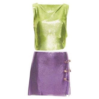 Versace Metal Chainmail Safety Pin Top Skirt