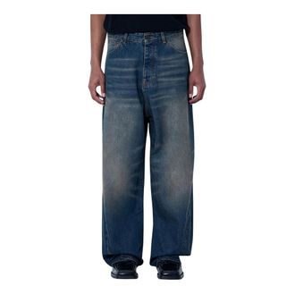 VETEMENTS Wide Jeans, male, Blue, Size: W30 Wide-Leg Denim Trousers