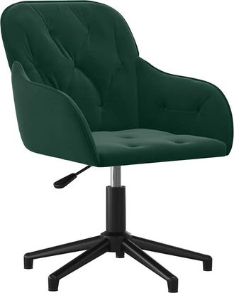 vidaXL Vidaxl - Silla De Oficina Giratoria De Terciopelo Verde Oscuro