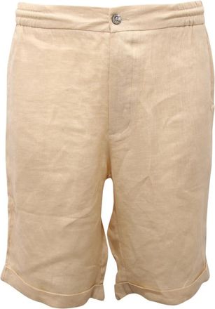 Alpha Studio Linnen Bermuda Shorts met Trekkoord Taille - Heren - Korte Broeken - Beige - M - Linnen - Korte Broeken