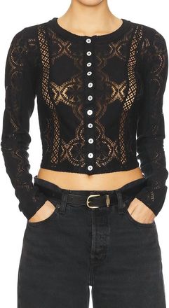 Free People Jae Knit Long Sleeve Cardigan In Black