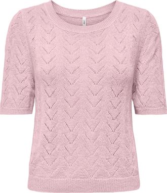 Only Kurzarmpullover ONLY ONLSUNNY SS O-NECK KNT, Damen, Gr. XL, pale lila, Strick, Obermaterial: 55% Polyacryl, 45% Nylon, unifarben, regular fit normal, 