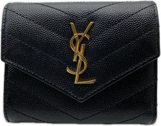 Saint Laurent Black Leather Wallet (Tri-Fold) (Pre-Owned)
