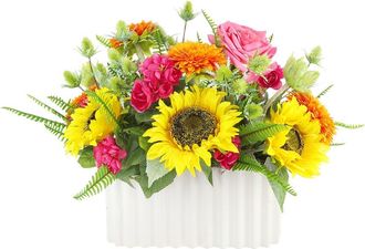 Creative Displays Inc. Handmade Faux Mixed Floral With Sunflowers, Roses & Begonias