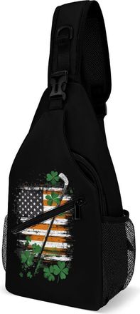 Generic St Day And Patricks U.S. Flag Hockey Mens Crossbody Chest Sling Bag for Travel Hiking Lightweight Shoulder Bags with Small Side
