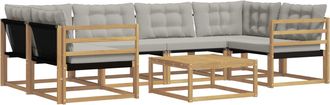 vidaXL Conjunto De Sof&aacute;s De Exterior 7 Uds. Blanco Y Gris Claro Vidaxl