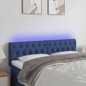 vidaXL Cabecero Con Led De Tela Azul 144x7x78/88 Cm Vidaxl