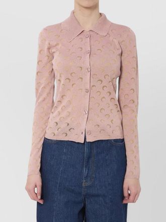 Marine Serre moon motif viscose blend knit shirt
