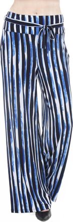 Joseph Ribkoff Striped High Waist Wide Leg Pants In Blue/vanilla
