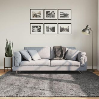 vidaXL Alfombra De Pelo Corto Suave Lavable Huarte Antracita 200x200cm Vidaxl