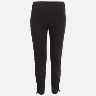 Maje Navy Blue Jersey Side Open Trousers