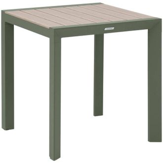 Hesperide Tavolo da giardino &eacute;vasion a 2 posti in alluminio, effetto legno, lino e verde alloro - Hesp&eacute;ride