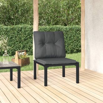 vidaXL Silla De Jard&iacute;n Con Cojines Rat&aacute;n Sint&eacute;tico Negro Y Gris Vidaxl