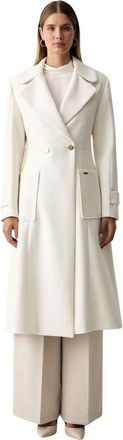 Fracomina Dubbelrijige Jas met Riem - Dames - Mantel - Beige - L - Leer - Jassen