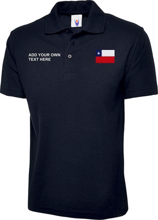 Generic Custom Personalised Chile Flag Emblem T Polo Your Text HERE Olympic Polo Shirt Embroidered (Navy, L, l)