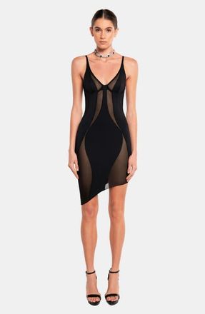 OW Collection Swirl Mini Dress in Black at Nordstrom, Size X-Small