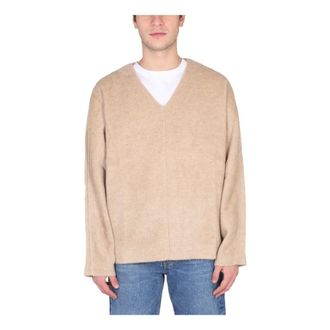 S&eacute;fr V-neck Knitwear, male, Beige, Size: S Ezra Sweater