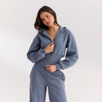 Lounge Getailleerde hoodie met ritssluiting - Leiblauw - XXL