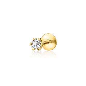 RS Pure by Ross-Simons Diamond-Accented Single Flat-Back Stud Earring in 14kt Yellow Gold