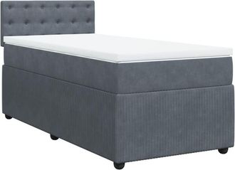vidaXL Cama Box Spring Con Colch&oacute;n Terciopelo Gris Oscuro 90x200 Cm Vidaxl
