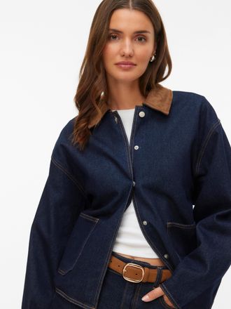 Vero Moda Jeansjacke VERO MODA VMNOVIE LS DENIM BARN JACKET SI346, Damen, Gr. XL, medium blau denim, Web, Obermaterial: 80% Baumwolle, 20% Polyester, unifarben,