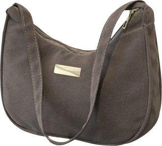 Generic Womens Velvet Shoulder Bag Elegant with Fashion Pattern and Solid Color Practical Zipper Closure for Daily Casual Use (Grey, One Size)