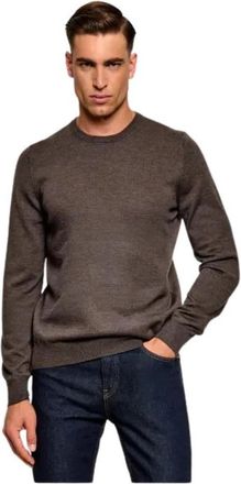 Gran Sasso Trui met ronde hals - Heren - Ronde hals truien - Bruin - 2XL - Wol - Truien & Vesten