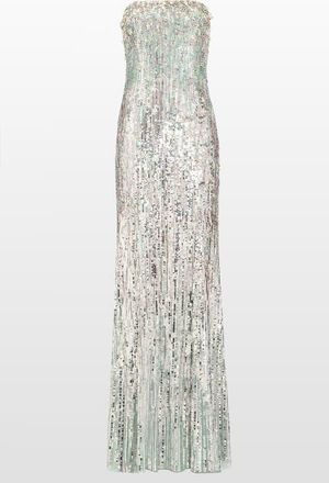 Jenny Packham Honesty Sequin-Embellished Maxi Dress in Crystal Aqua at Nordstrom, Size 10 Uk