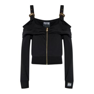 Versace Jeans Couture Dames, Sweatshirts & Hoodies, Zwart, Maat: XS Leer