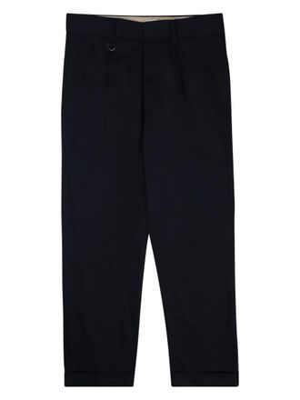 Paolo Pecora Tailored Blue Trousers with Subtle Cuff and Metal Detailing