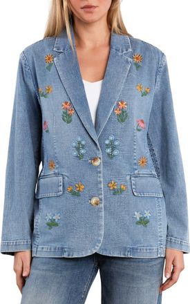 BILLY T Meadow Kiss Embroidered Blazer in Denim at Nordstrom, Size X-Large