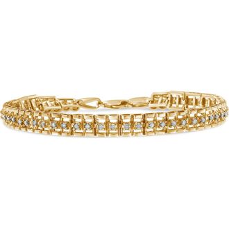 House of Brilliance Silver 1/2 Cttw Diamond Double-Link Tennis Bracelet in Yellow Gold Over Silver at Nordstrom