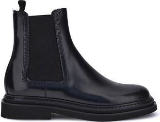 Dolce & Gabbana Mens Chelsea Leather Ankle Boots - Black - Size EU 44