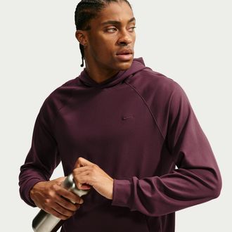 Nike Mens Primary NanoKnit Dri-FIT UV Protection Pullover Performance Hoodie in Red | II1304-652