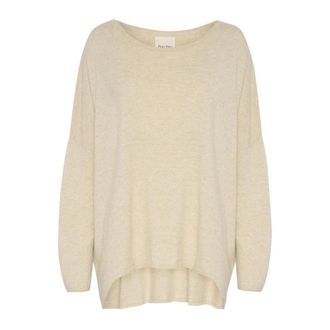 Part Two Tila PW PU Strik - Dames - Ronde hals truien - Beige - XL - Leer - Truien & Vesten