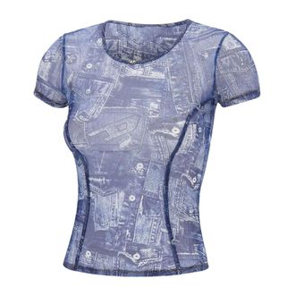 Diesel T-Shirts, female, Blue, Size: XS Kasia-Dnm