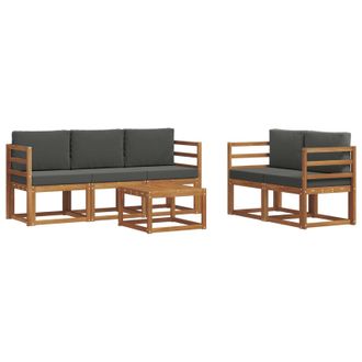 vidaXL Conjunto De Sof&aacute;s De Exterior 6 Pcs Natural Y Antracita Vidaxl