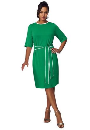 Jessica London Tie Waist Dress in Kelly Green White at Nordstrom, Size Large
