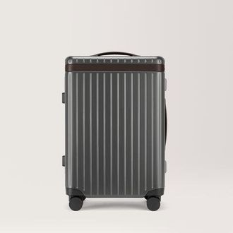 Carl Friedrik Large Carry-on Luggage - Hard case in Polycarbonate and Aluminium - Grey / Dark Brown