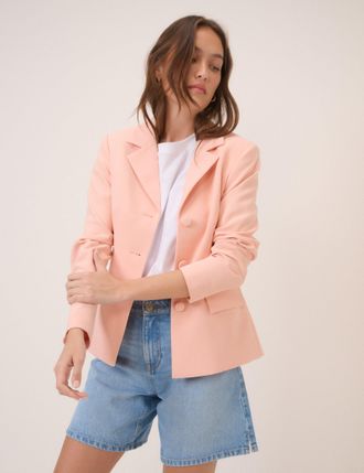 Nobody's Child Peach Cinched Waist Crepe Blazer